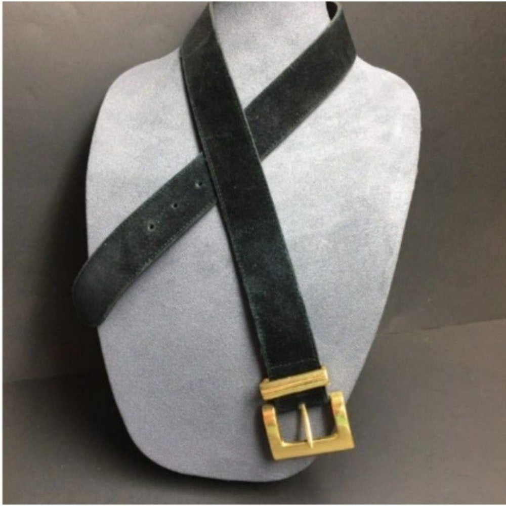 Limited Express Belt M As Is 35 Inch Black Suede Gold Chunky Buckle Vintage Soft